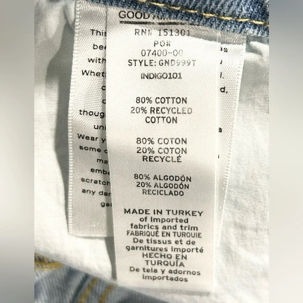 Good American Good‎ 90's Duster Straight Leg Jean Indigo101 8 29 Retro Casual